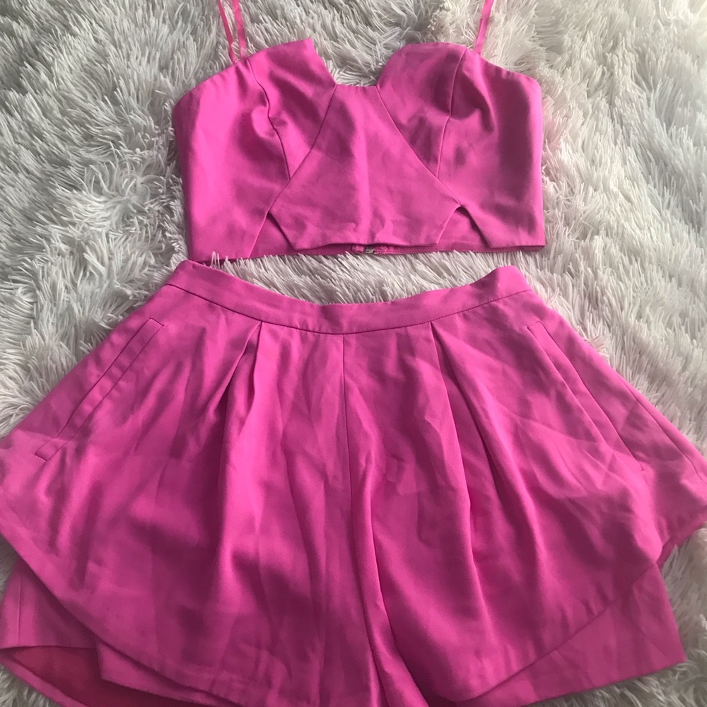 hot pink shorts set